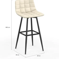 Lot de 4 tabourets de bar beige et confortable*IDMarket Online