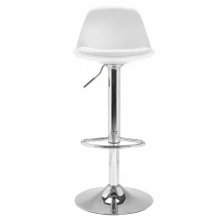Lot de 4 tabourets de bar blanc réglables pied métal*IDMarket Sale