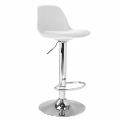 Lot de 4 tabourets de bar blanc réglables pied métal*IDMarket Sale