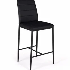 Lot de 4 tabourets de bar en PVC noir rembourrés*IDMarket Best