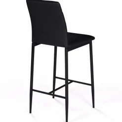 Lot de 4 tabourets de bar en PVC noir rembourrés*IDMarket Best