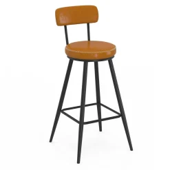 Lot de 4 tabourets de bar effet cuir marron et pieds métal*IDMarket