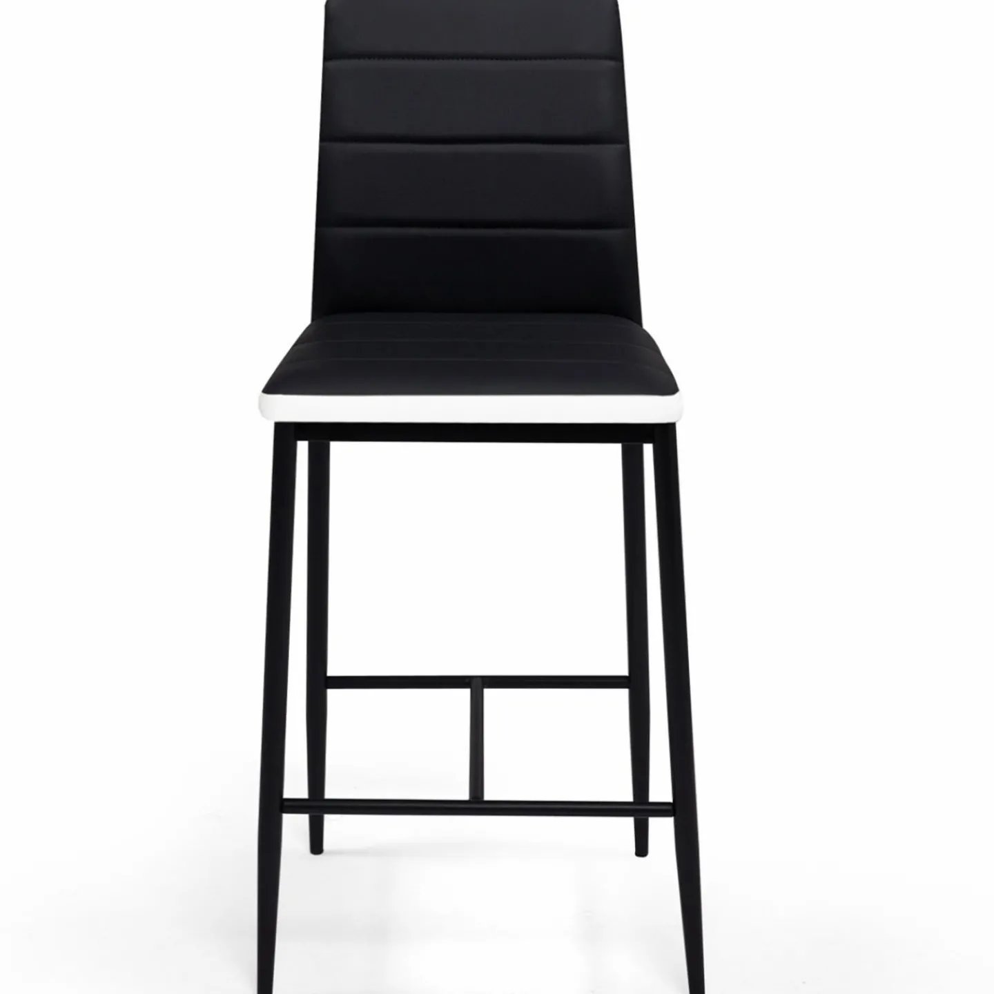 Lot de 4 tabourets de bar en PVC noir avec bande blanche*IDMarket Best