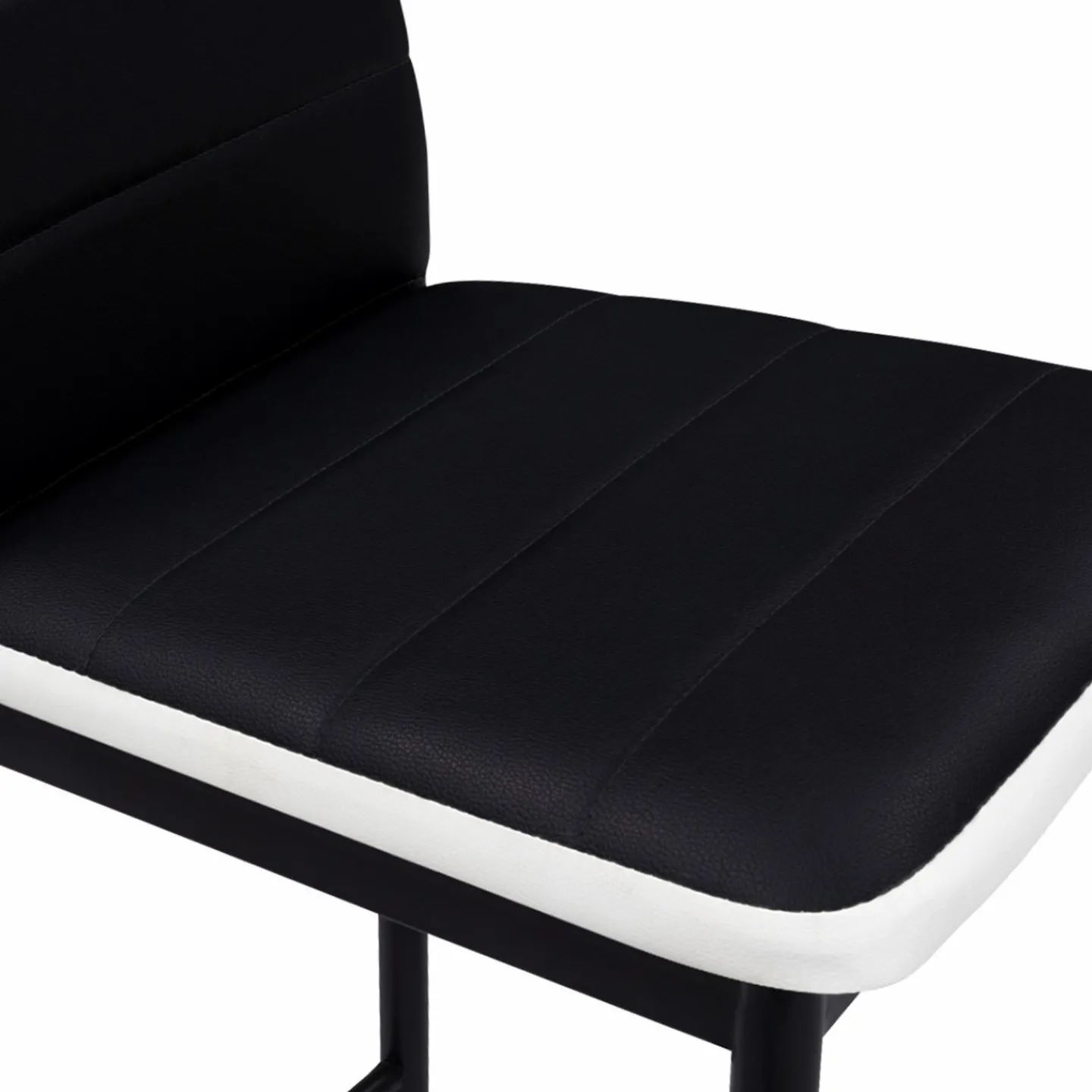 Lot de 4 tabourets de bar en PVC noir avec bande blanche*IDMarket Best