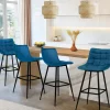 Lot de 4 tabourets en velours bleu canard matelassé*IDMarket Online