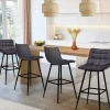 Lot de 4 tabourets en velours gris matelassé*IDMarket Clearance