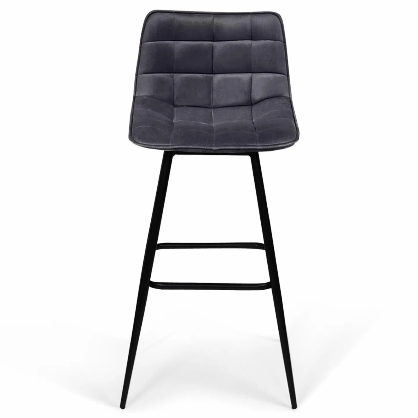 Lot de 4 tabourets en velours gris matelassé*IDMarket Clearance