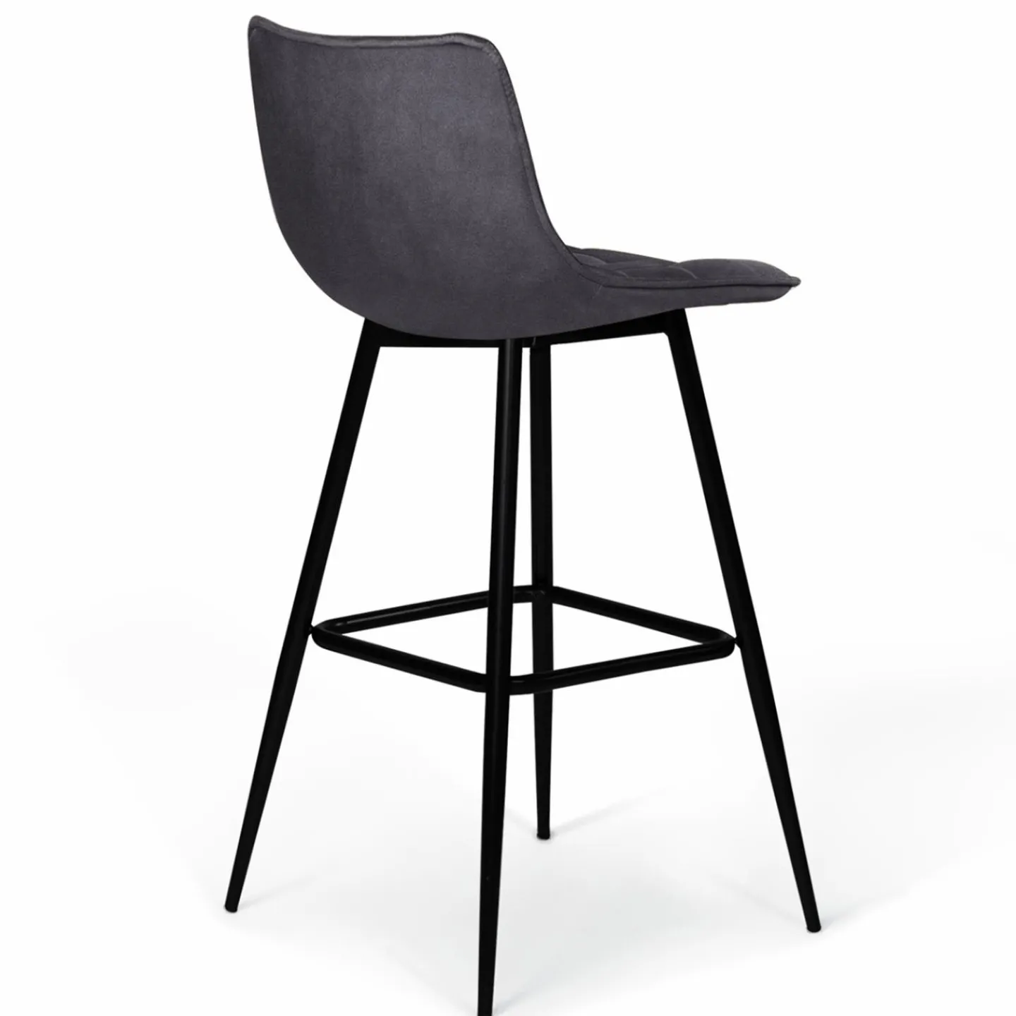 Lot de 4 tabourets en velours gris matelassé*IDMarket Clearance