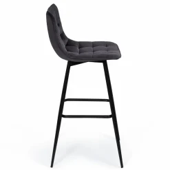 Lot de 4 tabourets en velours gris matelassé*IDMarket Clearance