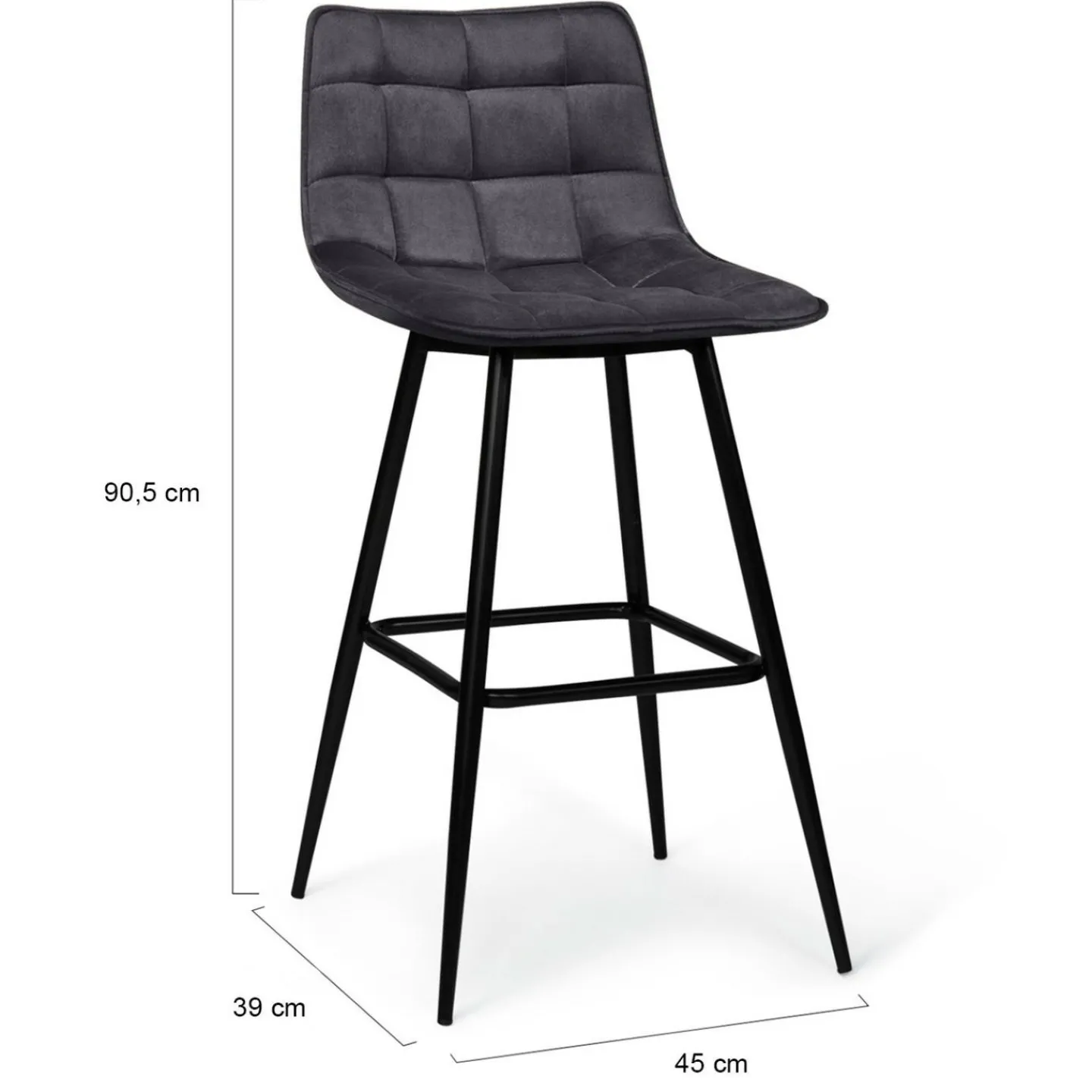 Lot de 4 tabourets en velours gris matelassé*IDMarket Clearance