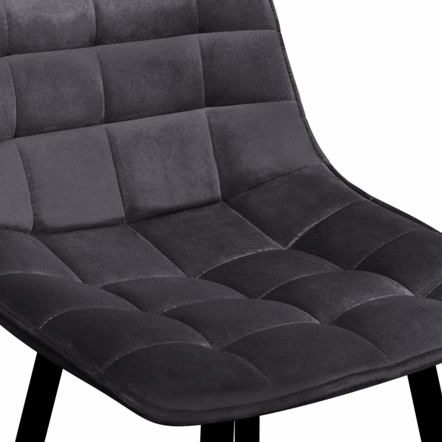 Lot de 4 tabourets en velours gris matelassé*IDMarket Clearance