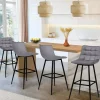 Lot de 4 tabourets gris clair en velours matelassé*IDMarket Outlet
