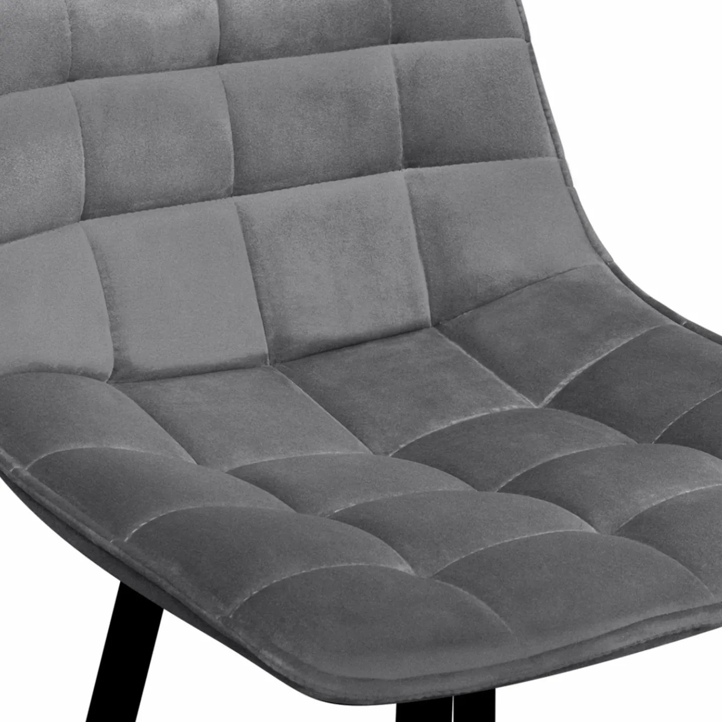 Lot de 4 tabourets gris clair en velours matelassé*IDMarket Outlet