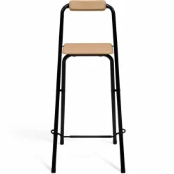 Lot de 4 tabourets hauts pliants industriels noir et bois*IDMarket Online
