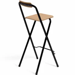 Lot de 4 tabourets hauts pliants industriels noir et bois*IDMarket Online