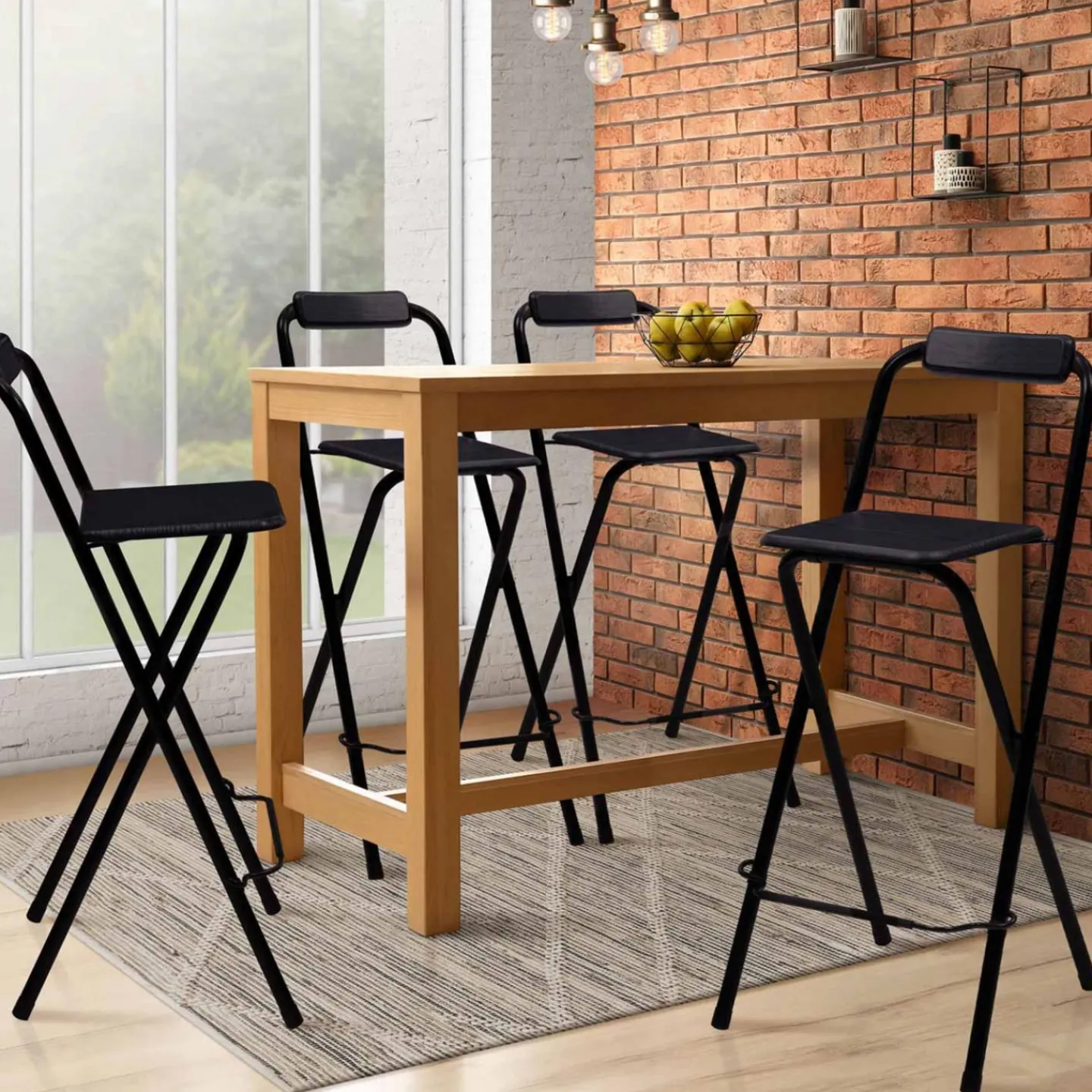 Lot de 4 tabourets hauts pliants noirs*IDMarket