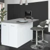 Îlot de cuisine blanc et plateau façon béton*IDMarket Online