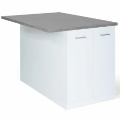 Îlot de cuisine blanc et plateau façon béton*IDMarket Online