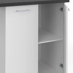 Îlot de cuisine blanc et plateau gris anthracite*IDMarket Online
