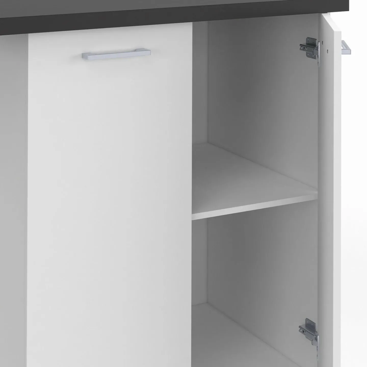 Îlot de cuisine blanc et plateau gris anthracite*IDMarket Online