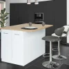 Îlot de cuisine blanc et plateau façon hêtre 100 cm*IDMarket Hot
