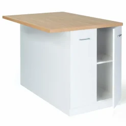 Îlot de cuisine blanc et plateau façon hêtre 100 cm*IDMarket Hot