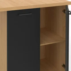 Îlot de cuisine imitation hêtre avec 4 portes noires 100 cm*IDMarket Outlet