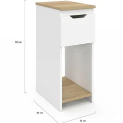 Lot de tables de chevet blanc et bois*IDMarket Discount