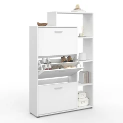Meuble à chaussures 3 portes avec étagère blanc*IDMarket New