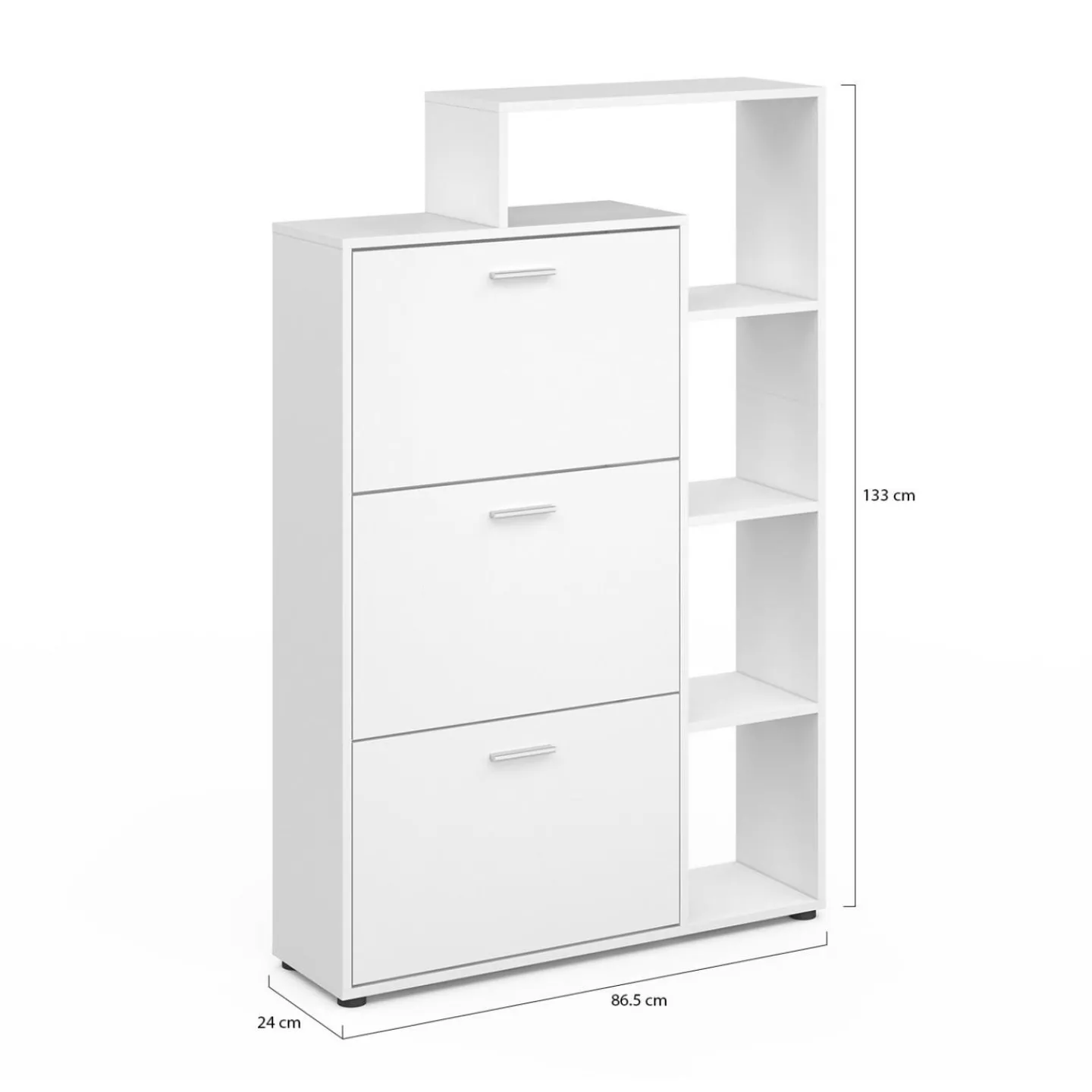 Meuble à chaussures 3 portes avec étagère blanc*IDMarket New