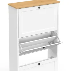 Meuble à chaussures blanc et bois*IDMarket Online