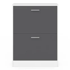 Meuble à chaussures blanc et gris 2 portes*IDMarket Best