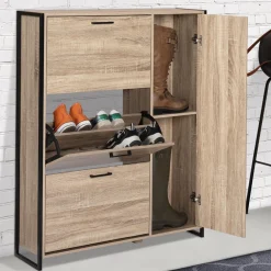 Meuble à chaussures industriel avec 4 portes*IDMarket Clearance