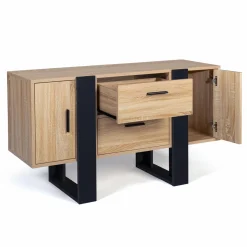 Meuble bas bois et noir*IDMarket Hot