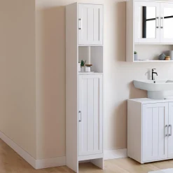 Meuble colonne blanc 170 cm pour salle de bain avec rangement*IDMarket Hot