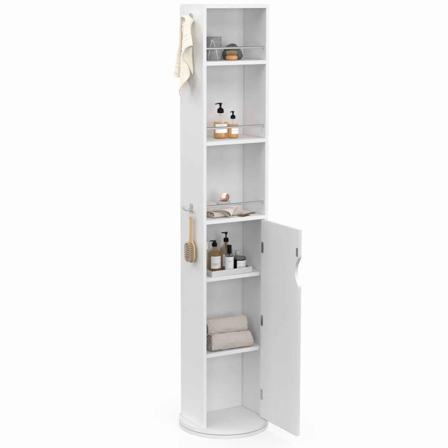 Meuble colonne salle de bain pivotant blanc*IDMarket Discount