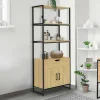 Meuble de rangement design industriel salle de bain avec 3 étages 1 placard 1 tiroir*IDMarket Online