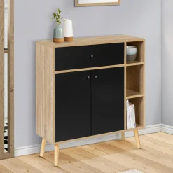 Meuble de rangement scandinave noir et bois*IDMarket Clearance