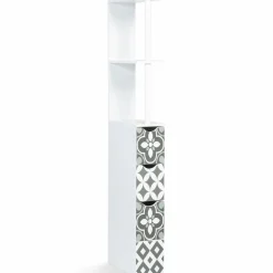Meuble de toilette blanc et gris motif carreaux de ciment 3 portes*IDMarket New