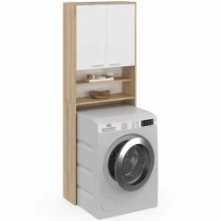 Meuble dessus machine à laver blanc et hêtre*IDMarket Sale