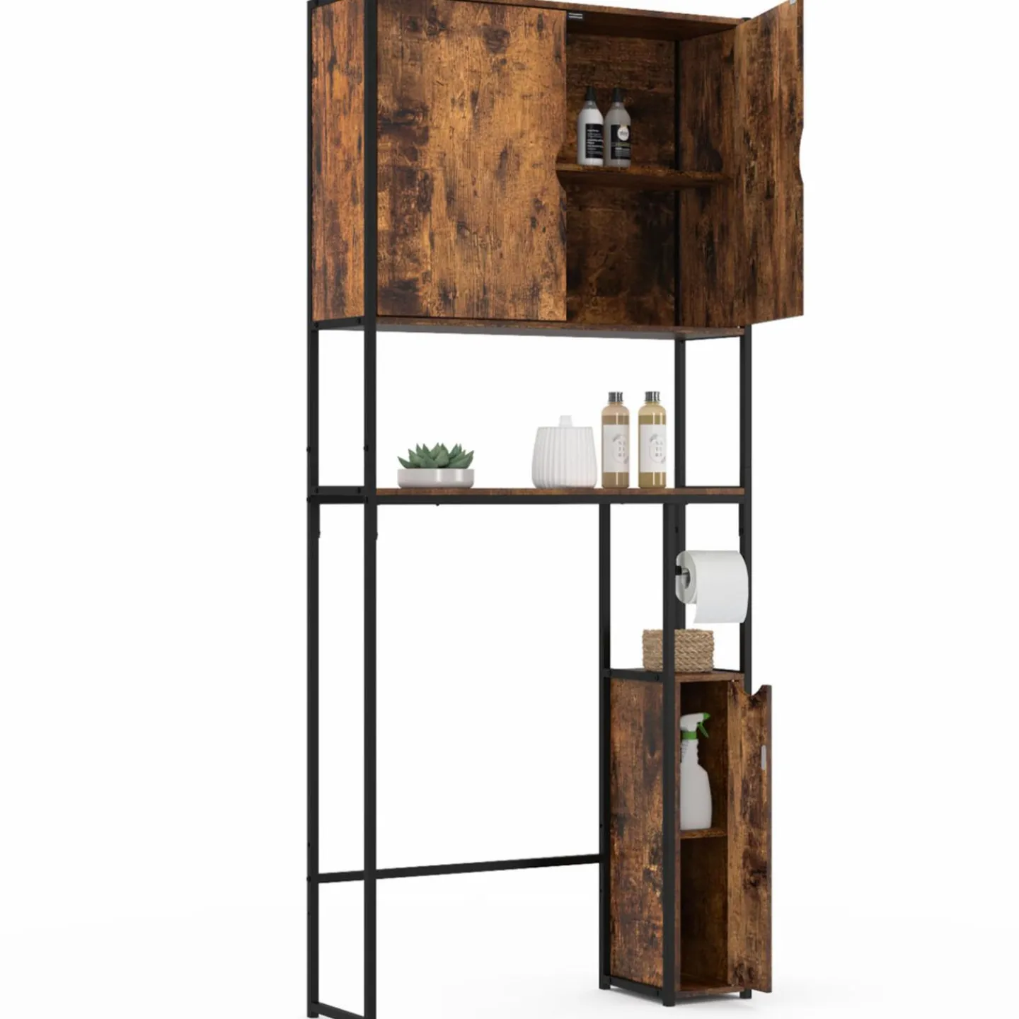 Meuble dessus WC industriel avec rangements*IDMarket Clearance