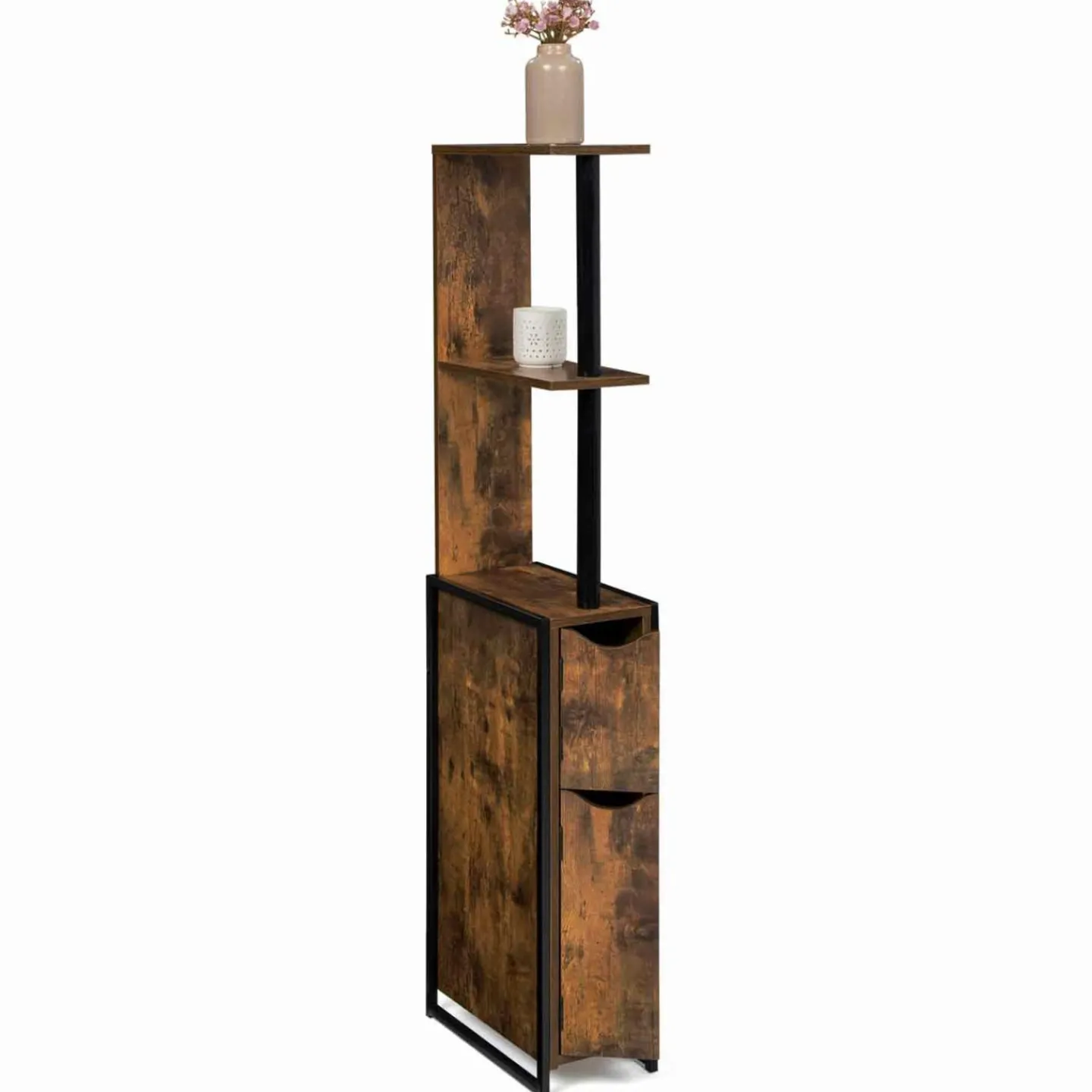 Meuble rangement WC style industriel bois effet vieilli*IDMarket