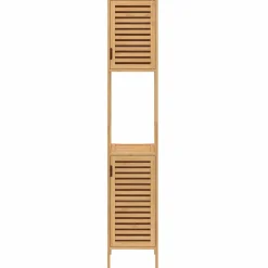 Meuble salle de bain colonne bambou 2 portes*IDMarket