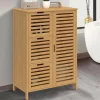 Meuble salle de bain en bambou avec placard et 3 tiroirs*IDMarket Hot