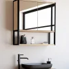 Meuble salle de bain suspendu métal et bois*IDMarket Online