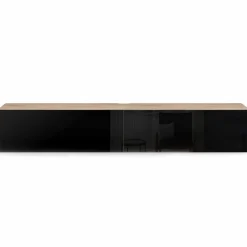 Meuble télé suspendu noir et bois 180 cm*IDMarket New