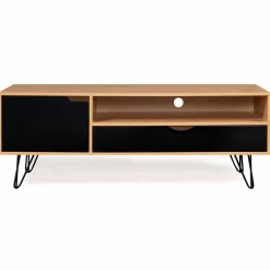 Meuble télé vintage pieds épingles bois et noir*IDMarket Clearance