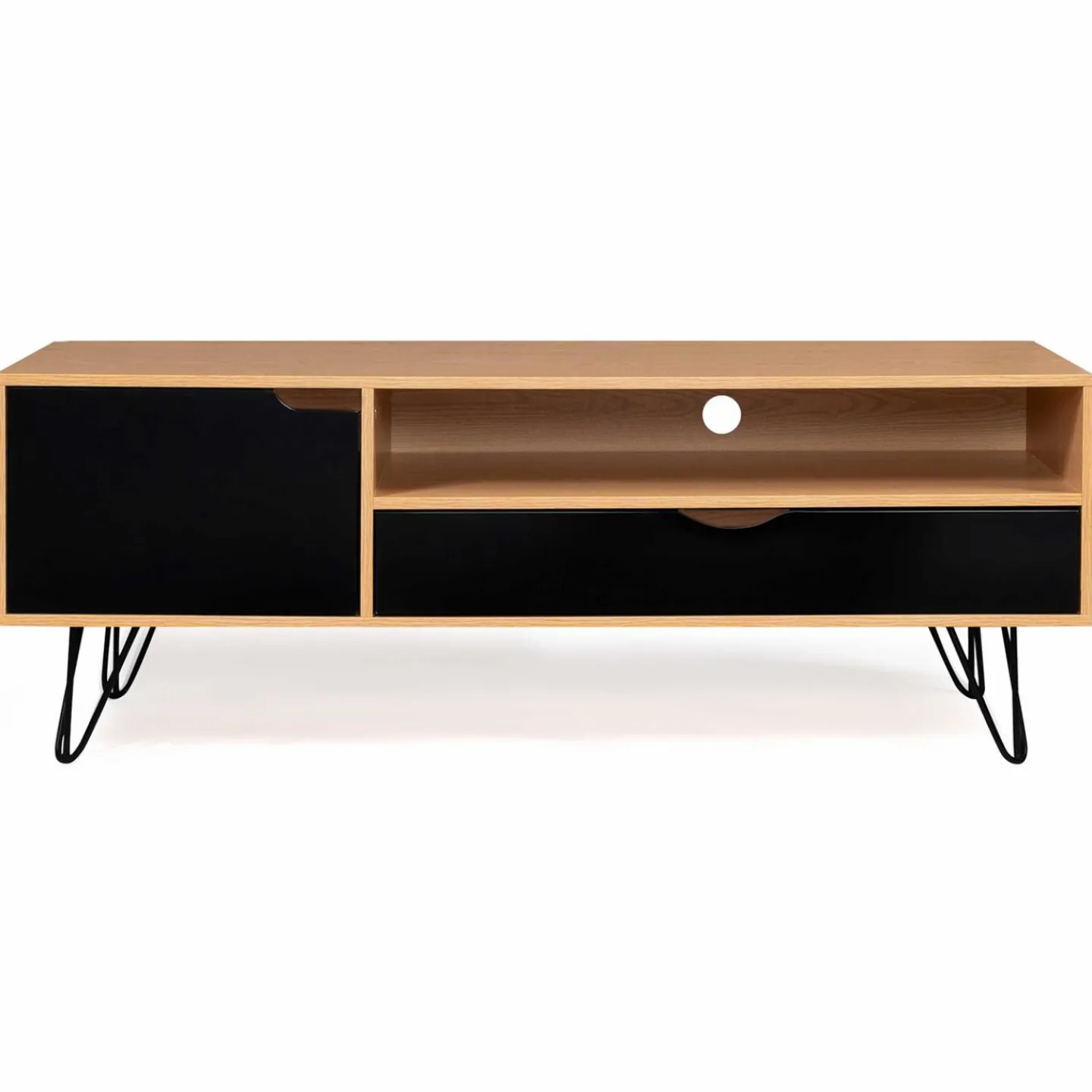 Meuble télé vintage pieds épingles bois et noir*IDMarket Clearance