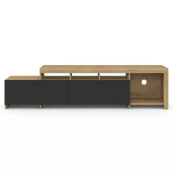 Meuble tv 180 cm bois placards noirs*IDMarket Outlet
