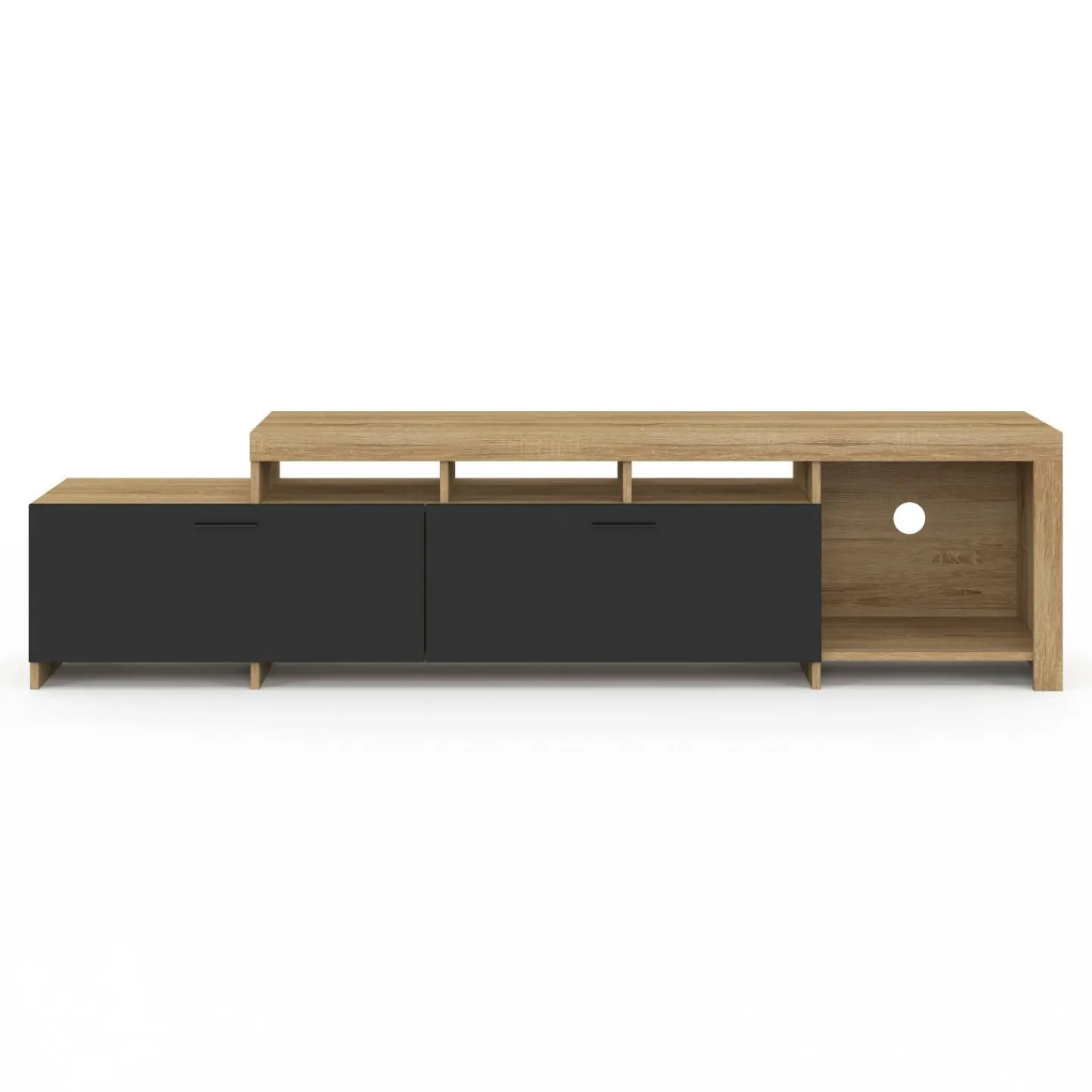 Meuble tv 180 cm bois placards noirs*IDMarket Outlet